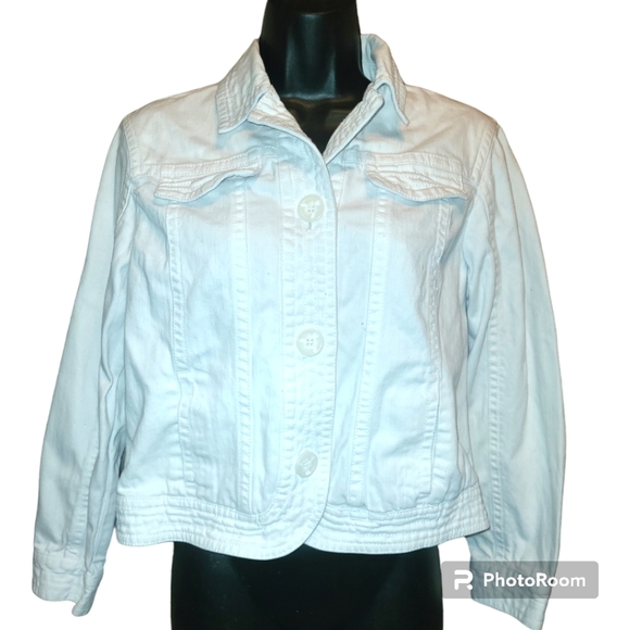 Jean Jacket White Denim Coldwater Creek - Picture 1 of 8